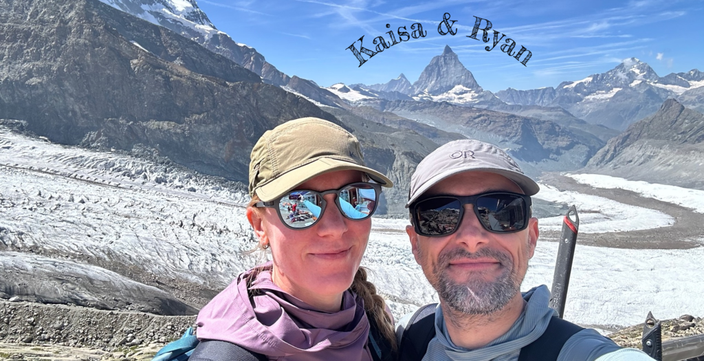 a happy couple in front of the matterhorn